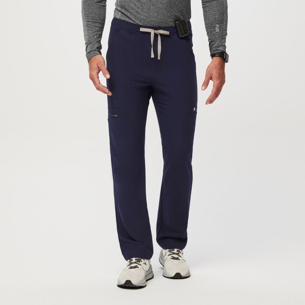 Figs Size Large Cairo Cargo Scrub Straight Leg Pants‎ Navy Blue Zip Button Mens